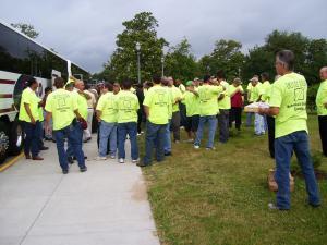 All IBEW Members are Looking Good Walking with This Loud Greenish Color T-shirt