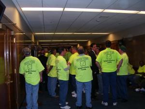Local IBEW Members in Colors for Support in The Senate Hallways